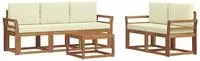 vidaXL Outdoor-Sofagarnitur mit Kissen 6 pcs Natur und Creme