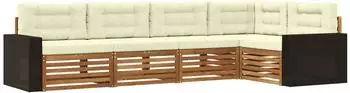 vidaXL Outdoor-Sofagarnitur 5-tlg. natur/creme 331x172,5x73cm (3383363)