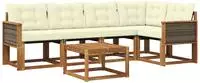 vidaXL Outdoor-Sofagarnitur mit Kissen 6 pcs Natur und Creme