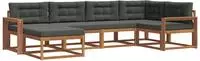 vidaXL Outdoor-Sofagarnitur mit Kissen 6 pcs Natur und Anthrazit
