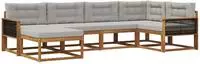vidaXL Outdoor-Sofagarnitur mit Kissen 6 pcs Natur und Hellgrau