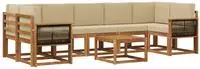 vidaXL Outdoor-Sofagarnitur mit Kissen 6 pcs Natur
