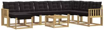 vidaXL Outdoor-Sofagarnitur mit Kissen, 9-tlg., wei&szlig; und schwarz (3389786)