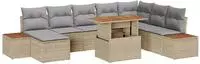 vidaXL Garten-Sofa-Set mit Speicher 9 pcs Beige Poly Rattan