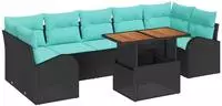 vidaXL Garten-Sofa-Set mit Speicher 8 pcs Schwarz Poly Rattan