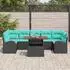 vidaXL Garten-Sofa-Set mit Stauraum, 8-tlg., schwarz, Poly-Rattan