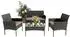 Relaxdays Gartenlounge-Set 4-teilig, Polyrattan, schwarz (10020068)
