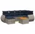 vidaXL Gartenlounge-Set 7-teilig mit Kissen, grau, Polyrattan (3225109)
