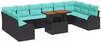 vidaXL Garten-Sofa-Set mit Speicher 11 pcs Schwarz Poly Rattan