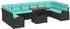 vidaXL Garten-Sofa-Set mit Stauraum, 11-tlg., schwarz, Poly-Rattan (3358377)