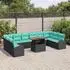 vidaXL Garten-Sofa-Set mit Stauraum, 11-tlg., schwarz, Poly-Rattan (3358377)