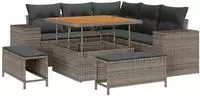 vidaXL Gartensofa-set mit Kissen 8 pcs Grau Poly-Rattan