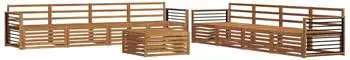 vidaXL Outdoor-Sofagarnitur 9-tlg., Akazien-Massivholz, natur (3373229)