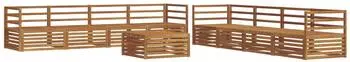 vidaXL Outdoor-Sofagarnitur 9-tlg., Akazien-Massivholz, natur (3373199)