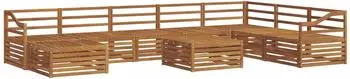 vidaXL Outdoor-Sofagarnitur 9-tlg., Akazien-Massivholz, natur (3373994)