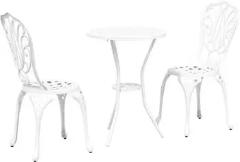 vidaXL Garten Bistro-Set 3-tlg., Aluminium, weiß (42002384)