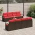 vidaXL Lounge-Sofa Set mit Kissen, 9-teilig, beige und rot, Poly-Rattan