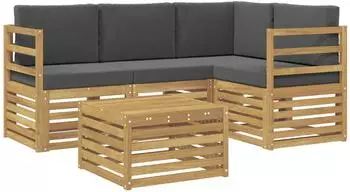 vidaXL Outdoor-Sofagarnitur 5-tlg. Akazie wei&szlig;/anthrazit (3391777)