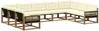 vidaXL Outdoor-Sofagarnitur mit Kissen 9 pcs Natur und Creme