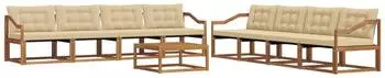 vidaXL Outdoor-Sofagarnitur mit Kissen, 9-tlg., natur/beige (3369324)