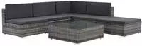 vidaXL 6-tlg. Garten-Lounge-Set mit Kissen Poly Rattan Grau