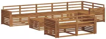 vidaXL Outdoor-Sofagarnitur 9-tlg., Akazie Massivholz, natur (3373704)