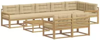 vidaXL Outdoor-Sofagarnitur 9-tlg., wei&szlig; und beige, 79x79x37cm (3386647)