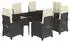vidaXL Garten-Essgruppe 7-tlg. mit Kissen, Poly Rattan, schwarz (3212727)