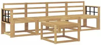 vidaXL Gartenlounge-Set 5-tlg., Akazienholz, wei&szlig; (3387218)