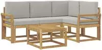 vidaXL Outdoor-Sofagarnitur 5 Stk. Wei&szlig; und Hellgrau Polyester
