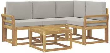 vidaXL Outdoor-Sofagarnitur 5-tlg., weiß und hellgrau, 59x59x37cm (3387595)