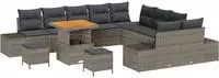 vidaXL Gartensofa-set mit Kissen mit Speicher 13 pcs Grau Poly Rattan