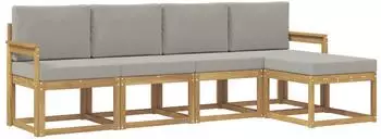 vidaXL Outdoor-Sofagarnitur 5-tlg., wei&szlig; und hellgrau (3387480)