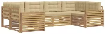 vidaXL Gartenlounge-Set 6-tlg. Akazienholz, wei&szlig;/beige