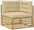 vidaXL Gartenlounge-Set 6-tlg. Akazienholz, weiß/beige