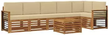 vidaXL Ecksofa-Set 7-tlg., Akazienholz Massiv