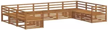 vidaXL Outdoor-Sofagarnitur 9-tlg. Akazienholz massiv, natur (3374109)