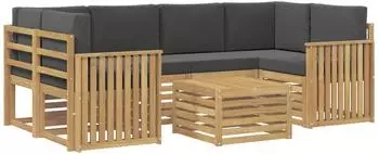 vidaXL Outdoor-Sofagarnitur 7-tlg., weiß und anthrazit, Polyester (3391472)