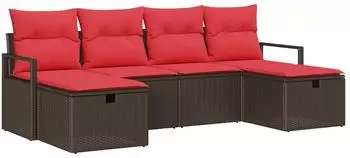 vidaXL Gartenlounge-Set mit Kissen, 5-tlg., Poly-Rattan (3360555)