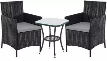 Svita Brooklyn Bistro Gartenlounge-Set 3-tlg. Rattan schwarz (91914)