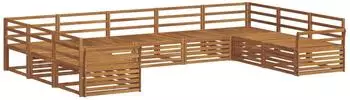 vidaXL Outdoor-Sofagarnitur 9-tlg. Akazienholz massiv, natur (3374129)