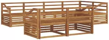 vidaXL Outdoor-Sofagarnitur 7-tlg., Akazien-Massivholz, natur (3373634)