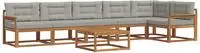 vidaXL Outdoor-Sofagarnitur mit Kissen 7 pcs Nat&uuml;rlich und Hellgrau