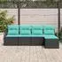 vidaXL Gartenlounge-Set 5-tlg. Poly-Rattan schwarz/türkis (3354675)