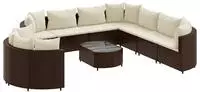 vidaXL 10-tlg. Garten-Sofagarnitur mit Kissen Braun Poly Rattan