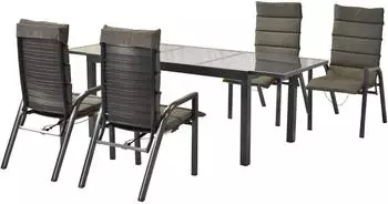 Merxx Siros Gartenm&ouml;bel-Set 9-tlg., Aluminium, schwarz (50965-800)