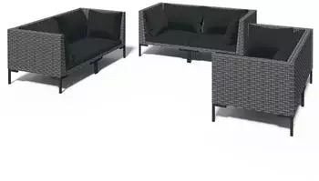 vidaXL Garten-Lounge-Set 6-tlg. Poly Rattan dunkelgrau (3099830)