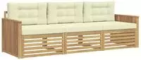 Outdoor-sofagarnitur 3 Stk. Wei&szlig; Und Creme Massivholz Akazie Vidaxl