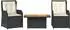 vidaXL Garten-Lounge-Set 3-tlg. mit Kissen, Poly Rattan, schwarz (3262731)