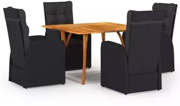 vidaXL Garten-Essgruppe 5-tlg. schwarz (3071959)